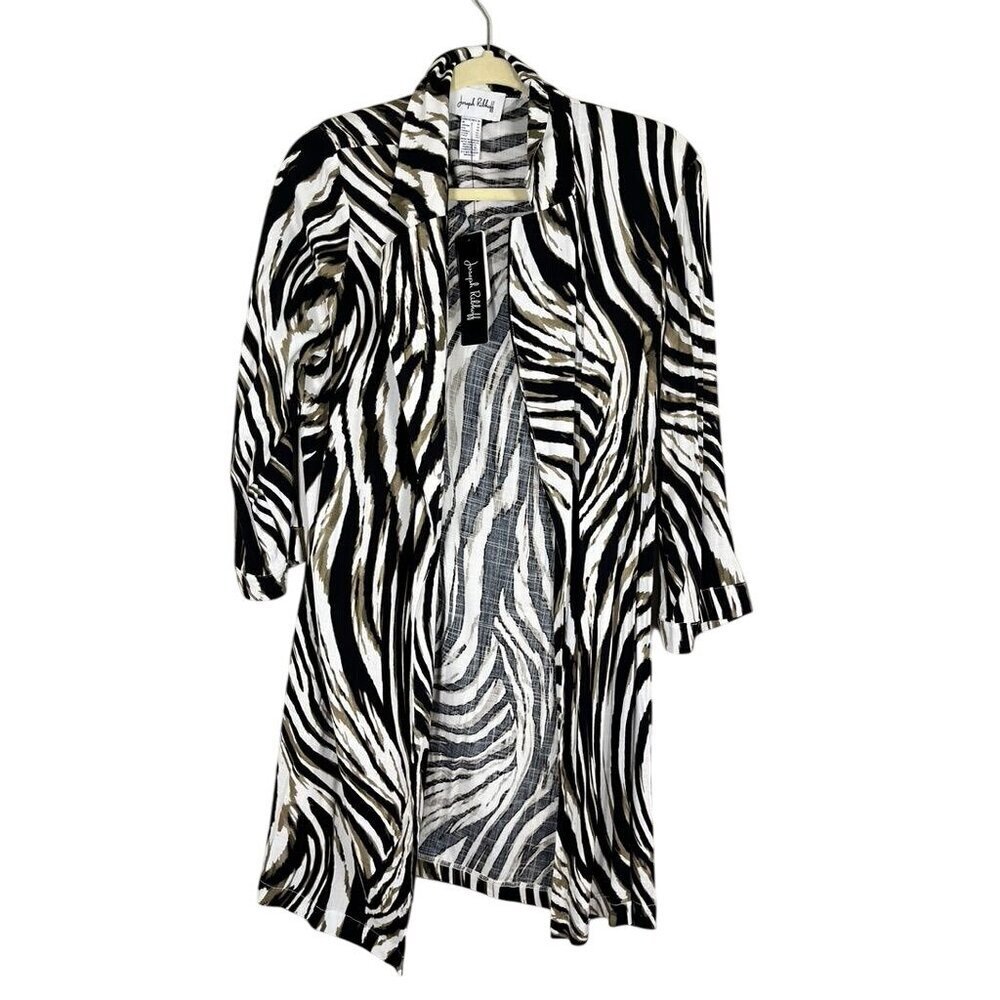 Joseph Ribhoff Animal Print Jacket Black 10 Colorful Classic Chic Neutral Preppy